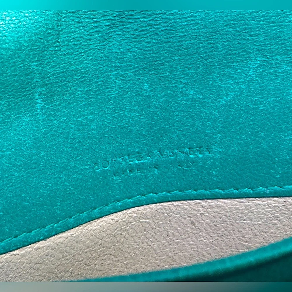 Bottega Veneta Intrecciato Leather Long Wallet Teal Vintage Color Made in Italy - Picture 7 of 14